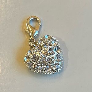 MONET 🩵 Heart Charm Bling Silver Rhinestone